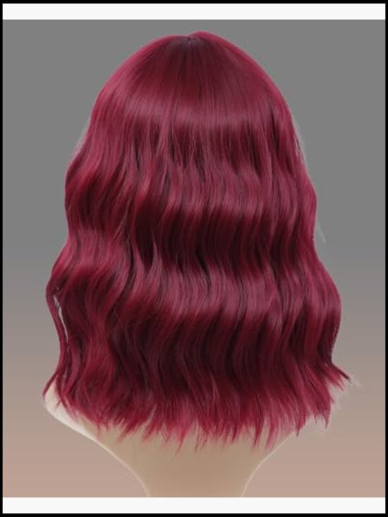 Wavy Bob Wig with Bangs Short Curly Synthetic Hair Natural Looking Daily Wear main image 4